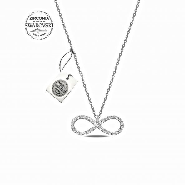 Swarovski Zirkon Taşlı Sonsuzluk Gümüş Bayan Kolye ürün görseli 1