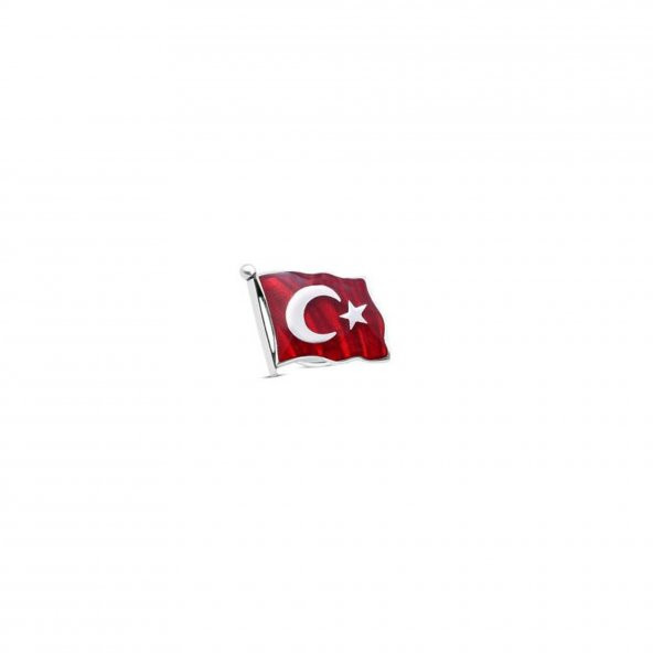 Pigado 925 Ayar Gümüş Kırmızı Mineli Türk Bayrağı Rozet ürün görseli 1