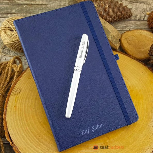İsme Özel Termo Deri Defter Lacivert + İsme Özel Kalem Seti ürün görseli 1