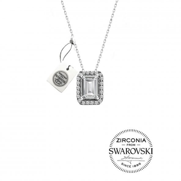 Gümüş Swarovski Baget Pırlanta Modeli Kolye ürün görseli 1