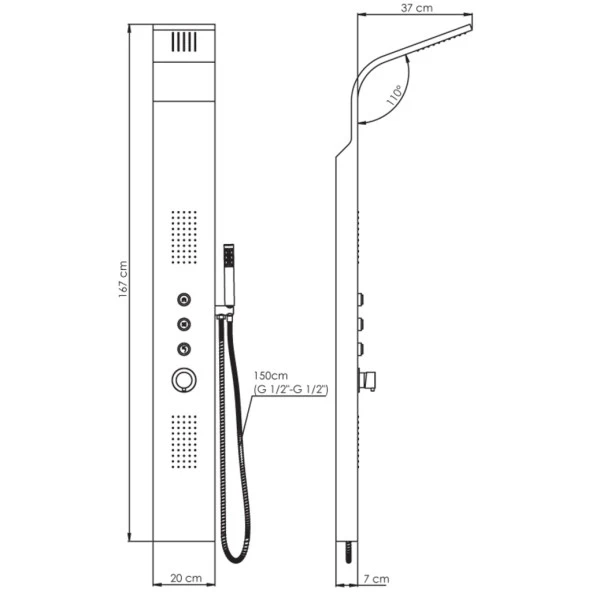 GPD Duş Paneli Inox Yüzey DSP08 - Resim 2