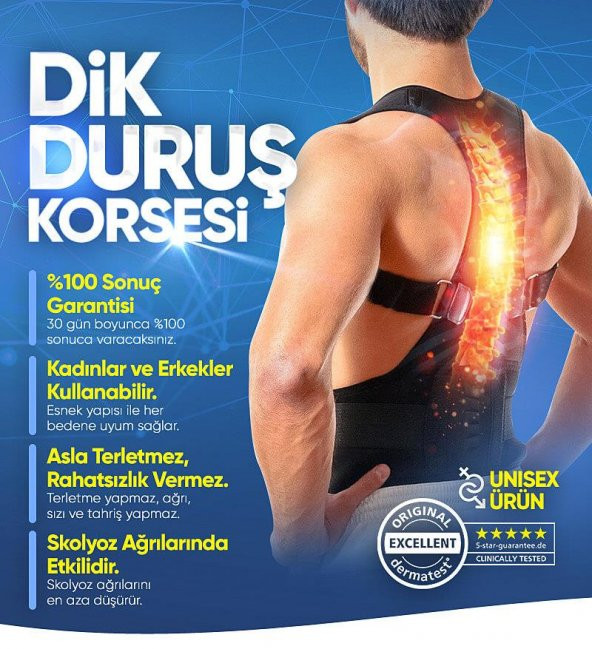 Kifoz Skolyoz Korsesi Kamburluk Önleyici Korse Korsesi Dik Duruş Korsesi ürün görseli 1