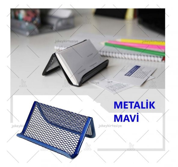 MASA ÜSTÜ Metal Perfore Kartvizitlik (METALİK MAVİ) ürün görseli 1