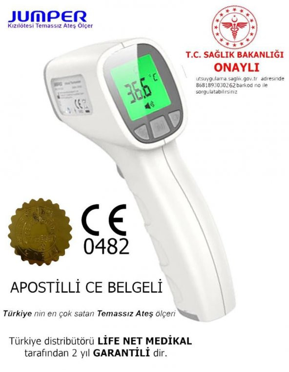 Temassız Ateş Ölçer Kızıl Ötesi ve Alından Termometre Jumper - Resim 2