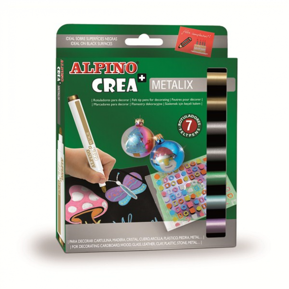 Alpino Keçeli Boya Kalemi Metalix 7 Lİ Metalik Renkler AR000134 ürün görseli 1