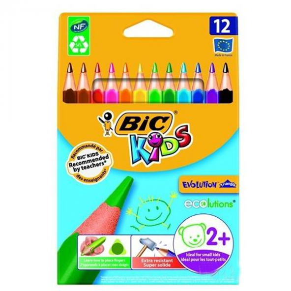 Bic Kuru Boya Evolution Üçgen Jumbo Metal Tüp  12+1 958192 ürün görseli 1