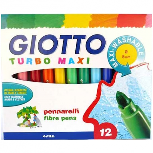 Giotto Keçeli Boya Kalemi Jumbo Turbo Maxi 12 Renk 454000 ürün görseli 1
