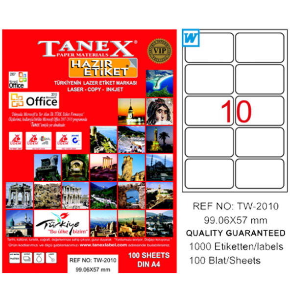 Tanex Lazer Etiket 100 YP 99.1x57 Laser-Copy-Inkjet TW-2010 ürün görseli 1