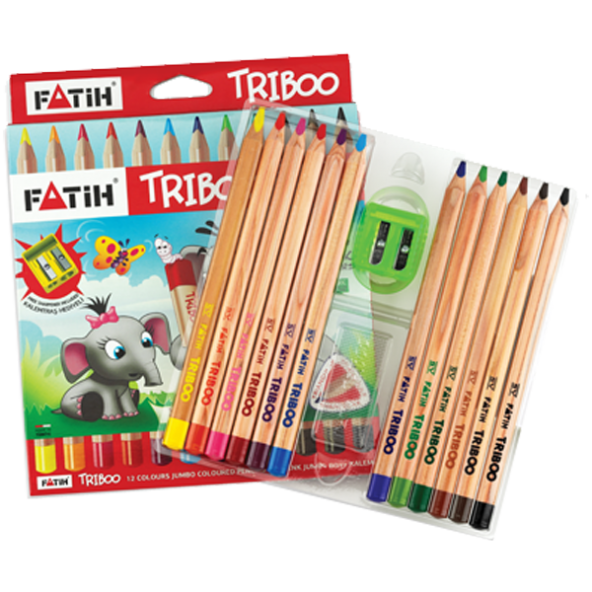 Fatih Kuru Boya Natural Üçgen Jumbo Triboo Tam Boy 12 Renk 33426 ürün görseli 1
