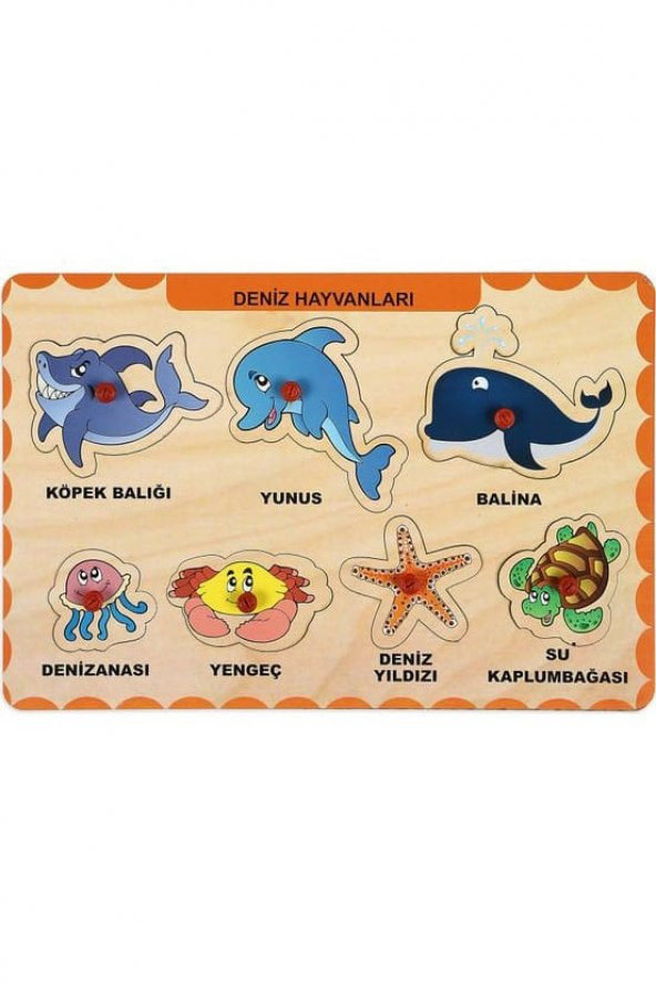Deniz Hayvanları Ahşap Tutmalı Yapboz 8 Parça ürün görseli 1