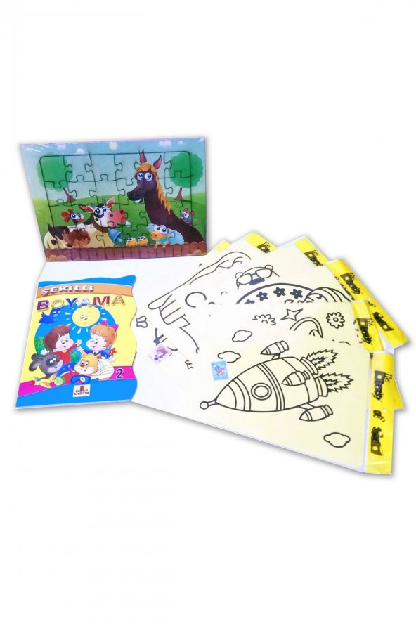 Çocuklar için Aktivite Seti - 8 Parça  Puzzle, Kum Boya, Boyama Kitabı ürün görseli 1