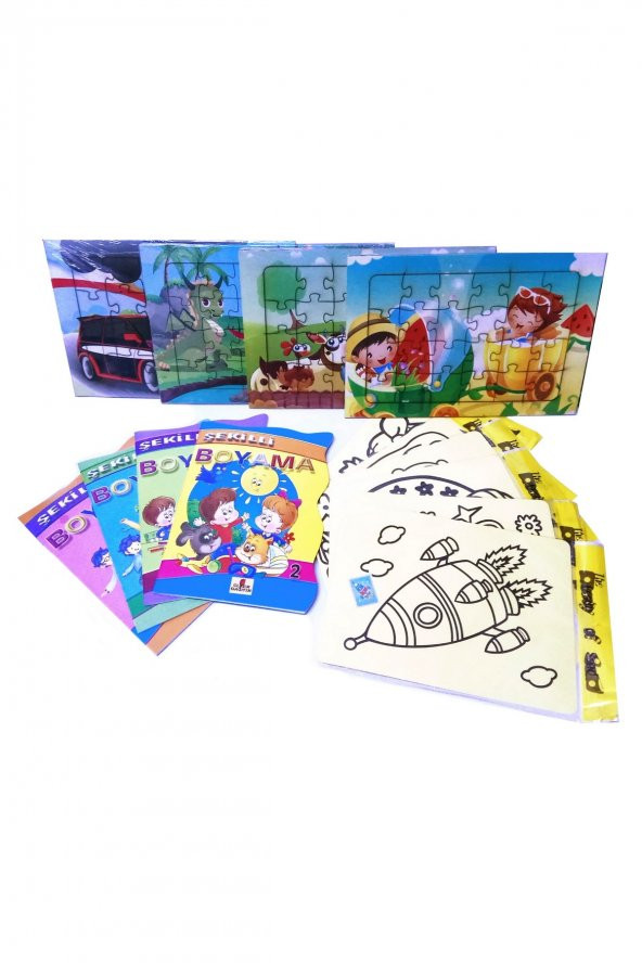 Çocuklar için Aktivite Seti -12 Parça Puzzle, Kum Boya, Boyama Kitabı ürün görseli 1