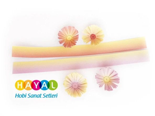 Hayal Pembe-Sarı / Turuncu-Sarı Renk Geçişli Quilling Kağıdı ürün görseli 1
