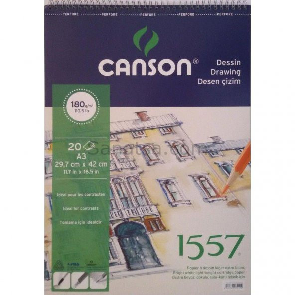 Canson Teknik Resim Defteri Blok Üstten Spiralli 40 YP A3 120 GR FCNS12040A3US ürün görseli 1