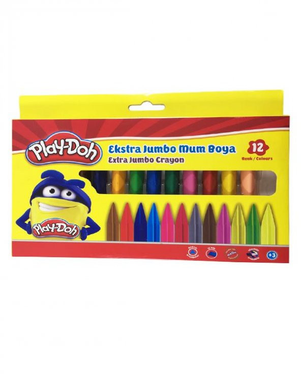 Play-Doh Ekstra Jumbo Mum Boya Kalemi 12 Renk ürün görseli 1