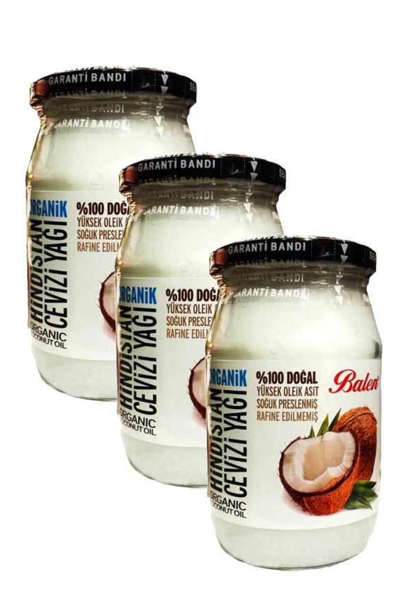 Balen ORGANİK Hindistan Cevizi Yağı (SOĞUK PRES) 300 GR x 3 Adet ürün görseli 1