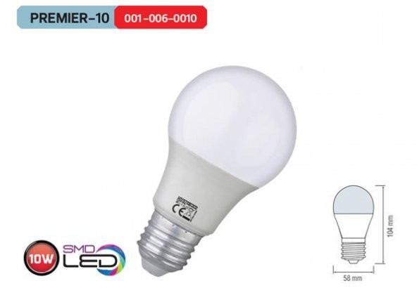 HOROZ Premier-10  10LU Paket 10Watt LED AMPÜL 1000Lm BEYAZ IŞIK ürün görseli 1