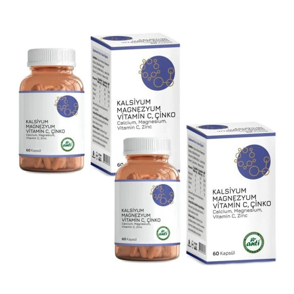 Anti MASC Kalsiyum & Magnezyum & Vitamin-C & Çinko 2 x 60 Kapsül ürün görseli 1