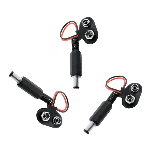 3 Adet - Arduino Uyumlu Jaklı 9V Pil Bağlantı Kablosu 9 Volt Pil Başlığı Jack Battery Connector ürün görseli 1