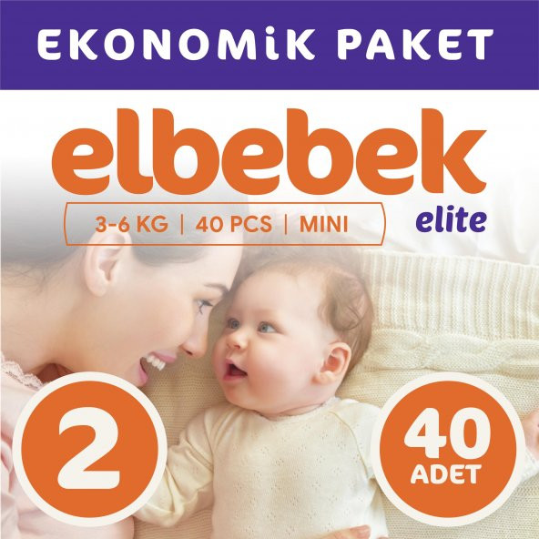 ELBEBEK ELİTE BEBEK BEZİ 2 NUMARA MİNİ 40 ADET ürün görseli 1