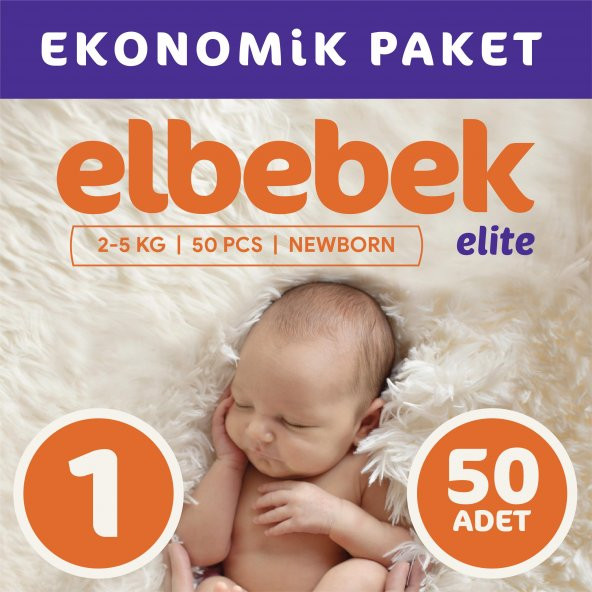ELBEBEK ELİTE BEBEK BEZİ 1 NUMARA YENİDOĞAN 50 ADET ürün görseli 1