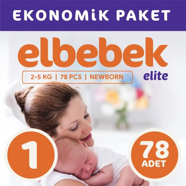ELBEBEK ELİTE BEBEK BEZİ 1 NUMARA YENİDOĞAN 78 ADET ürün görseli 1
