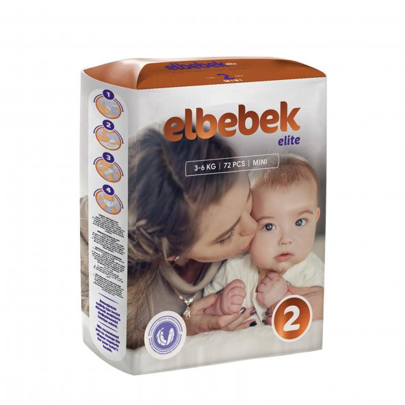 ELBEBEK ELİTE BEBEK BEZİ 2 NUMARA MİNİ 72 ADET - Resim 2