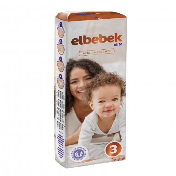 ELBEBEK ELİTE BEBEK BEZİ 3 NUMARA MİDİ 36 ADET - Resim 2