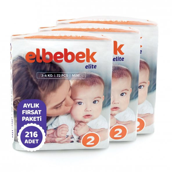 ELBEBEK ELİTE BEBEK BEZİ 2 NUMARA MİNİ 216 ADET - Resim 2
