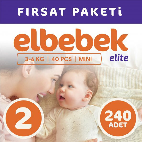 ELBEBEK ELİTE BEBEK BEZİ 2 NUMARA MİNİ 240 ADET ürün görseli 1