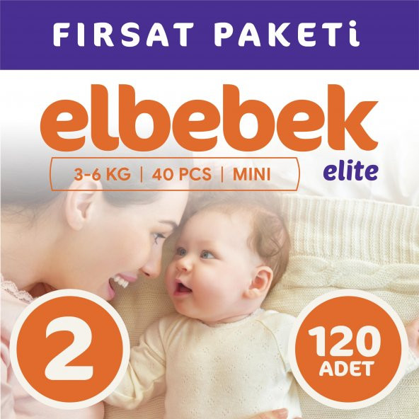 ELBEBEK ELİTE BEBEK BEZİ 2 NUMARA MİNİ 120 ADET ürün görseli 1