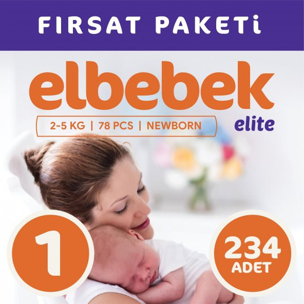 ELBEBEK ELİTE BEBEK BEZİ 1 NUMARA YENİDOĞAN 234 ADET ürün görseli 1