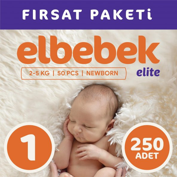 ELBEBEK ELİTE BEBEK BEZİ 1 NUMARA YENİDOĞAN 250 ADET ürün görseli 1