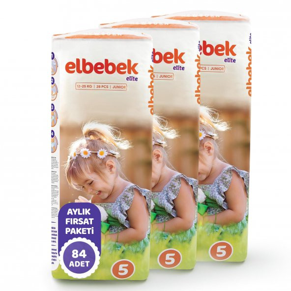 ELBEBEK ELİTE BEBEK BEZİ 5 NUMARA JUNIOR 84 ADET - Resim 2