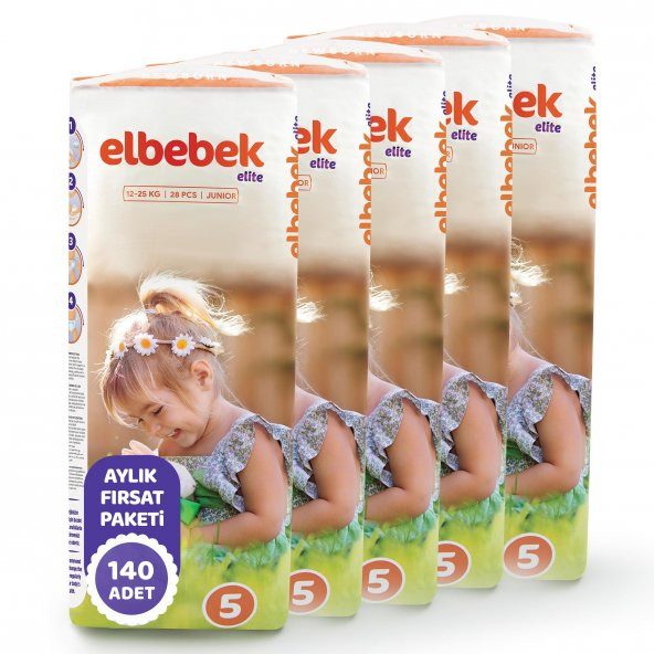 ELBEBEK ELİTE BEBEK BEZİ 5 NUMARA JUNIOR 140 ADET - Resim 2