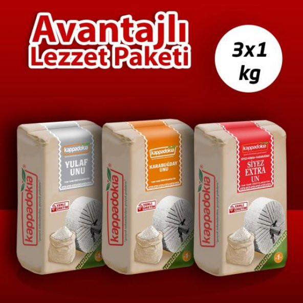 KAPPADOKİA KARABUĞDAY (GREÇKA) UNU + 1KG  YULAF UNU + 1 KG  SİYEZ EXTRA UNU1 KG ürün görseli 1