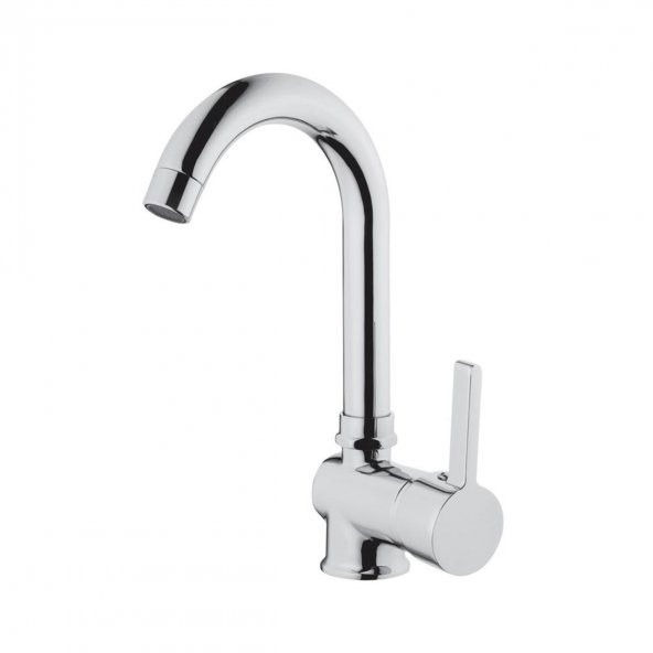 Tema Prima Tek Gövde Kuğu Lavabo Bataryası Musluk Krom TSE li ürün görseli 1