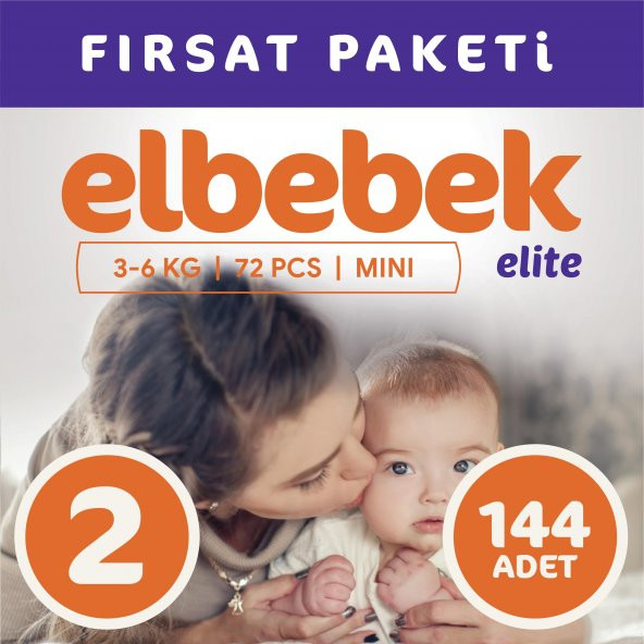 ELBEBEK ELİTE BEBEK BEZİ 2 NUMARA MİNİ 144 ADET ürün görseli 1