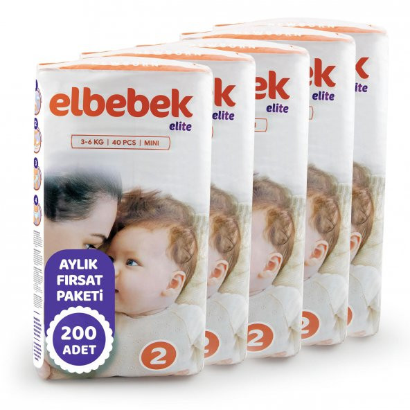 ELBEBEK ELİTE BEBEK BEZİ  2 NUMARA MİNİ 200 ADET - Resim 2