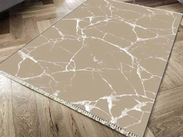 Kaymaz Taban Dijital Baskı Kadife Halı Crack Wall Bej 180x280 cm ürün görseli 1