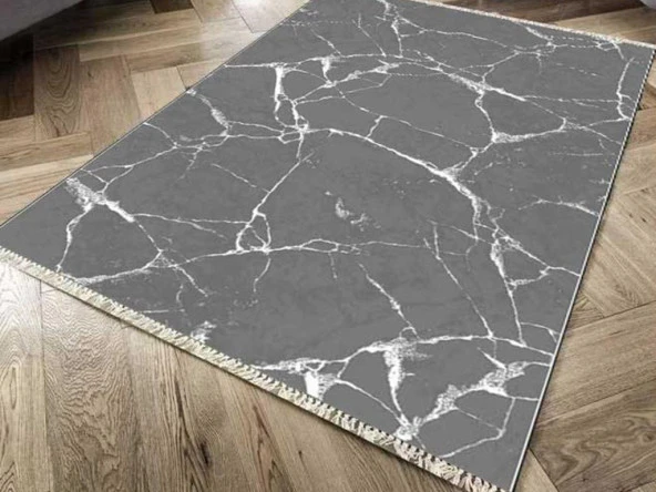 Kaymaz Taban Dijital Baskı Kadife Halı Crack Wall Antrasit 150x220 Cm ürün görseli 1