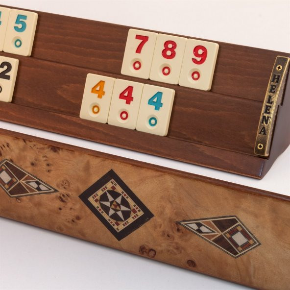 Helena Wood Art Kardelen El Yapımı Masif Ahşap Okey Takımı Mozaikli Mazel ürün görseli 1