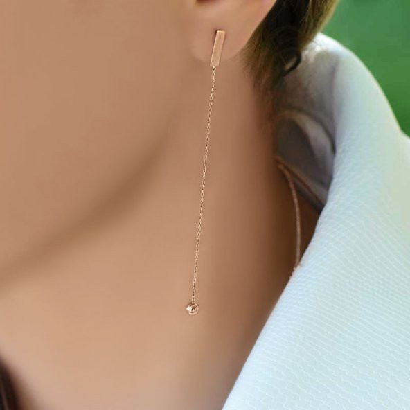 14k Rose Altın Sallantılı Küpe ürün görseli 1