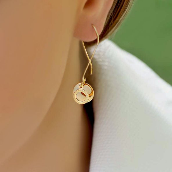 14k Sallantılı Sarı Altın Küpe - Resim 2