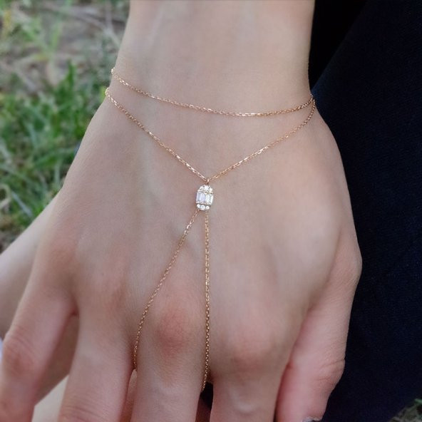 14K Baget Taşlı Altın Şahmeran Bileklik ürün görseli 1
