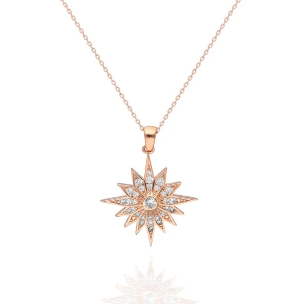 Altın Renk Kadim Yıldız Bayan Gümüş Kolye - Resim 2