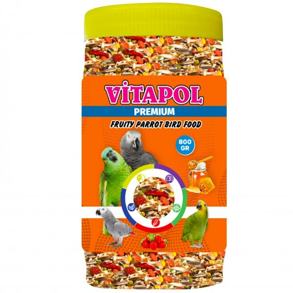 VİTAPOL PREMIUM MEYVELİ PAPAĞAN KUŞ YEMİ 800 GR ürün görseli 1