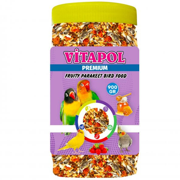 VİTAPOL PREMIUM MEYVELİ PARAKET PAPAĞAN KUŞ YEMİ 900 GR ürün görseli 1