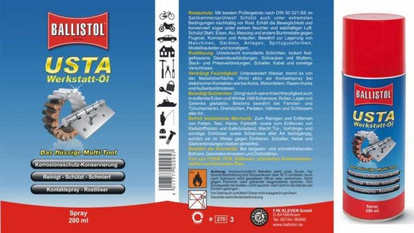 Ballistol Usta 200 ml Silah Yağı Spreyi - Resim 2