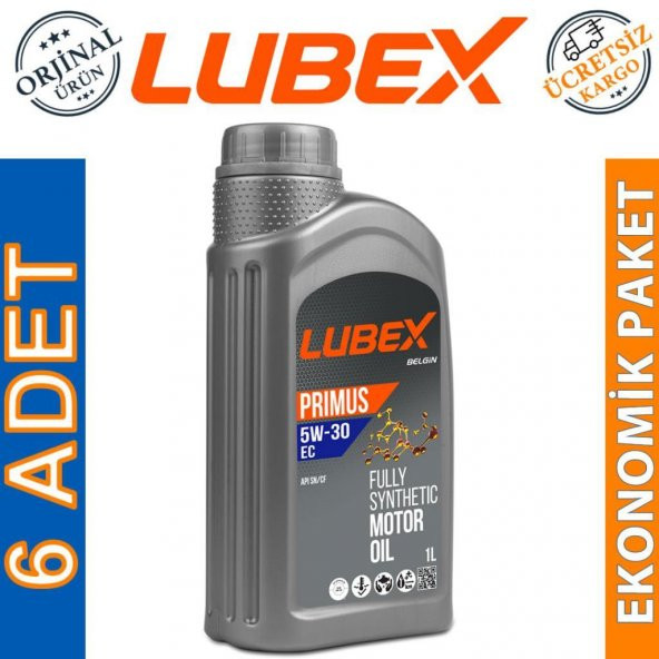 Lubex Primus EC 5W-30 1 Lt Tam Sentetik Motor Yağı (6 Adet) ürün görseli 1